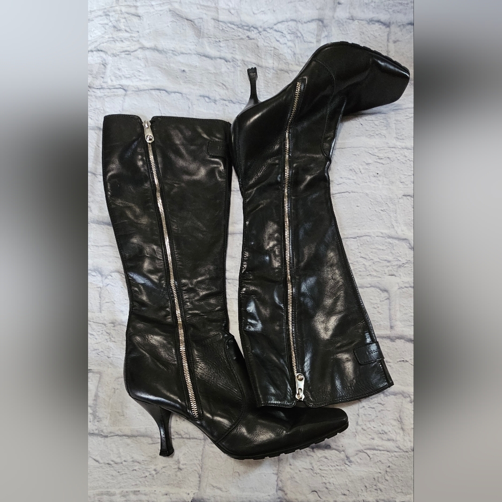 Sergio Rossi Black Leather Knee-high Boots, FR 40.5, US 9.5 Women's Boots